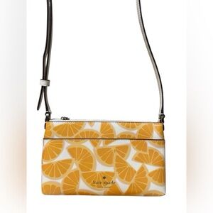 Kate Spade NEW Sadie Orange Toss Top Zip Small Printed Crossbody Shoulder Bag